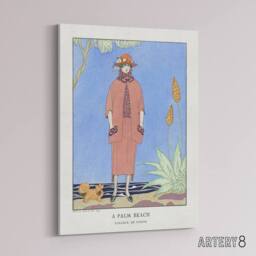 "Artery8 A Palm Beach Fashion Advert Barbier Vintage Canvas Wall Art in Blue - Size: W18"" x H24""" - thumbnail 2