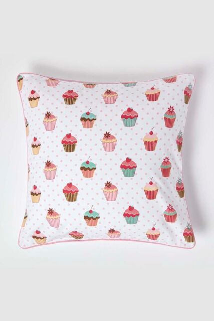 Homescapes Cotton Cup Cakes Cushion Cover in Pink - Size: 60 cm x 60 cm - image 1