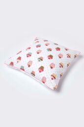Homescapes Cotton Cup Cakes Cushion Cover in Pink - Size: 60 cm x 60 cm - thumbnail 4