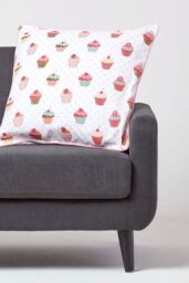 Homescapes Cotton Cup Cakes Cushion Cover in Pink - Size: 60 cm x 60 cm - thumbnail 2