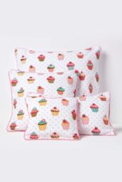 Homescapes Cotton Cup Cakes Cushion Cover in Pink - Size: 60 cm x 60 cm - thumbnail 5