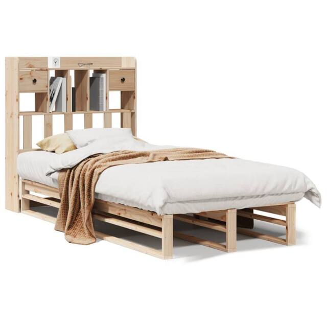 Berkfield Home Bookcase Bed without Mattress 90x200 cm Solid Wood Pine in Light Tan - image 1