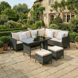Home Garden Direct Thalia Corner Sofa Set - Glass Top- Beige - thumbnail 2