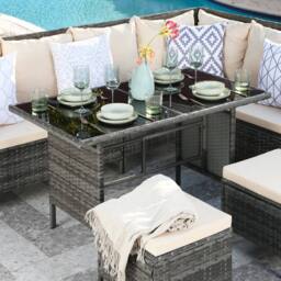Home Garden Direct Thalia Corner Sofa Set - Glass Top- Beige - thumbnail 6