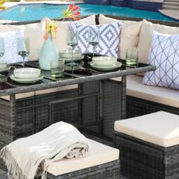 Home Garden Direct Thalia Corner Sofa Set - Glass Top- Beige - thumbnail 5