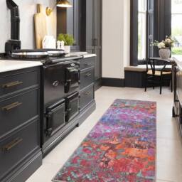 Kukoon Pink & Teal Multi Colour Abstract Washable Long Hallway Runner Rug - Size: 60 cm x 240 cm - thumbnail 1