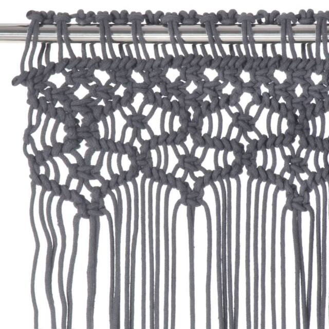 Berkfield Home Macrame Curtain Anthracite 140x240 cm Cotton in Dark Grey - image 1