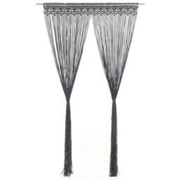 Berkfield Home Macrame Curtain Anthracite 140x240 cm Cotton in Dark Grey - thumbnail 2
