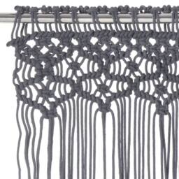 Berkfield Home Macrame Curtain Anthracite 140x240 cm Cotton in Dark Grey
