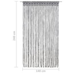 Berkfield Home Macrame Curtain Anthracite 140x240 cm Cotton in Dark Grey - thumbnail 5