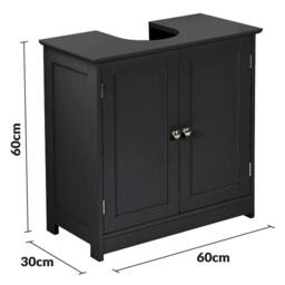 KORVIXA Black Under Sink Basin Cabinet - Size: W700mm x H650mm - thumbnail 2