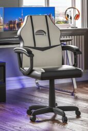 Home Discount Vida Designs Comet Racing Office Gaming Adjustable UKFR Fabric Chair in White - thumbnail 1