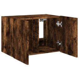 Berkfield Home TV Wall Cabinet with LED Lights Smoked Oak 60x35x41 cm in Brown - Size: 60 x 35 x 41 cm - thumbnail 8