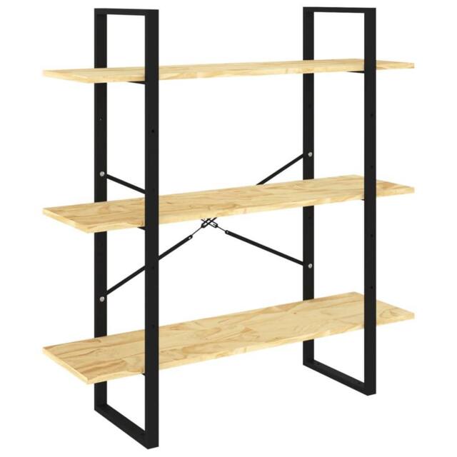 Berkfield Home 3-Tier Book Cabinet 100x30x105 cm Solid Pine Wood in Brown - Size: 100 x 30 x 105 cm - image 1