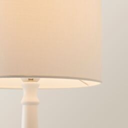 ValueLights Victoria White Wood Traditional Stem Table Lamp with Fabric Drum Shade - thumbnail 4