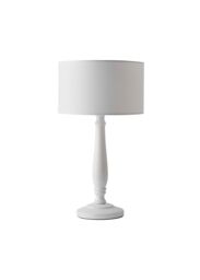 ValueLights Victoria White Wood Traditional Stem Table Lamp with Fabric Drum Shade - thumbnail 7