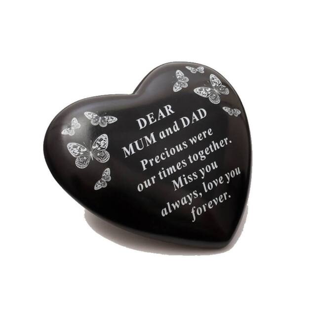 David Fischhoff Black Graveside Memorial Butterfly Heart Ornament Plaque - Mum & Dad - image 1