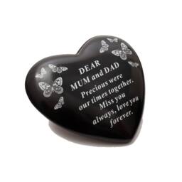 David Fischhoff Black Graveside Memorial Butterfly Heart Ornament Plaque - Mum & Dad - thumbnail 1