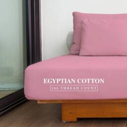 Homes-Linen 100% Egyptian Cotton 200TC Fitted Sheet 30cm Deep Pocket in Pink - Size: Super King - thumbnail 2