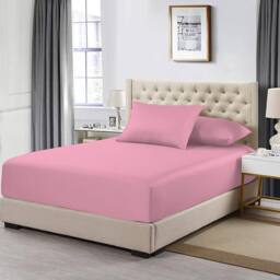Homes-Linen 100% Egyptian Cotton 200TC Fitted Sheet 30cm Deep Pocket in Pink - Size: Super King - thumbnail 1