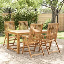 Berkfield Home Durable Folding Garden Chairs 4 pcs Solid Acacia Wood in Brown - thumbnail 1