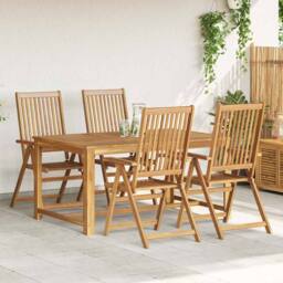 Berkfield Home Durable Folding Garden Chairs 4 pcs Solid Acacia Wood in Brown - thumbnail 3