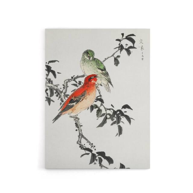 "Artery8 Crossbill Birds Japanese Canvas Wall Art Print Numata Kashu - Size: W18"" x H24""" - image 1