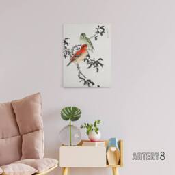 "Artery8 Crossbill Birds Japanese Canvas Wall Art Print Numata Kashu - Size: W18"" x H24""" - thumbnail 3