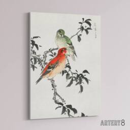 "Artery8 Crossbill Birds Japanese Canvas Wall Art Print Numata Kashu - Size: W18"" x H24""" - thumbnail 2