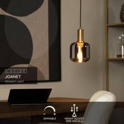 Netlighting Lucide JOANET Pendant light 16 cm 1xE27 Smoke Grey - thumbnail 2