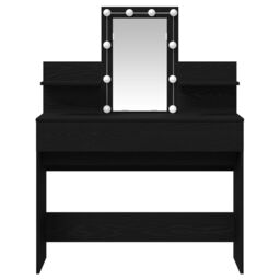 Berkfield Home Dressing Table with LED Black Oak 100x40x130 cm - Size: 100 x 40 x 130 cm - thumbnail 7