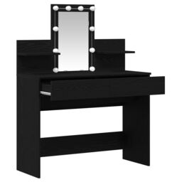 Berkfield Home Dressing Table with LED Black Oak 100x40x130 cm - Size: 100 x 40 x 130 cm - thumbnail 4