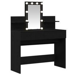 Berkfield Home Dressing Table with LED Black Oak 100x40x130 cm - Size: 100 x 40 x 130 cm - thumbnail 5