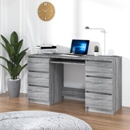 Berkfield Home Writing Desk Grey Sonoma 140x50x77 cm Engineered Wood - Size: 140 x 50 x 77 cm
