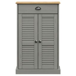 Berkfield Home Shoe Cabinet VIGO Grey 60x35x96 cm Solid Wood Pine - Size: 60 x 35 x 96 cm - thumbnail 4