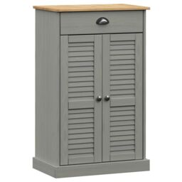 Berkfield Home Shoe Cabinet VIGO Grey 60x35x96 cm Solid Wood Pine - Size: 60 x 35 x 96 cm - thumbnail 2