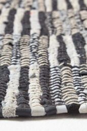 Homescapes Real Leather Handwoven Striped Block Check Rug - Size: 150 cm x 240 cm - thumbnail 4