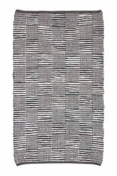 Homescapes Real Leather Handwoven Striped Block Check Rug - Size: 150 cm x 240 cm - thumbnail 2