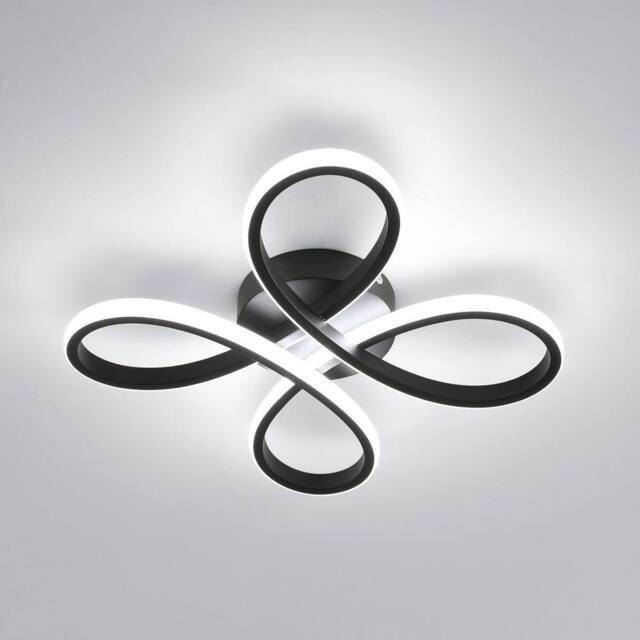 Goeco LED Ceiling Light, 30W, Flower Shape for Bedroom, 6500 K, Black, 30cm in Black