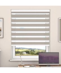 New Edge Blinds Peach Day & Night Zebra Roller Blind with Cassette - Size: 110 cm width x 200 cm drop