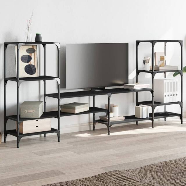 Berkfield Home TV Cabinet Black 206.5x28.5x95 cm Engineered Wood - image 1