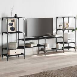 Berkfield Home TV Cabinet Black 206.5x28.5x95 cm Engineered Wood - thumbnail 1