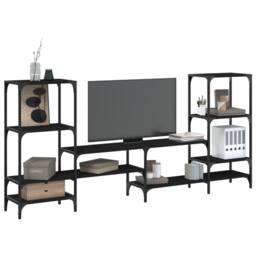 Berkfield Home TV Cabinet Black 206.5x28.5x95 cm Engineered Wood - thumbnail 2