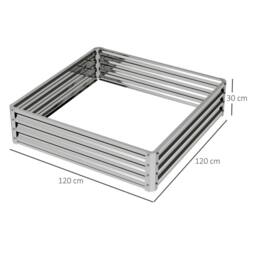 OUTSUNNY Raised Garden Bed Metal Patio Backyard Flower Planter, Silver Tone - thumbnail 3