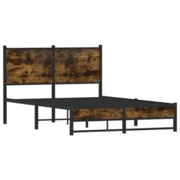 Berkfield Home Metal Bed Frame without Mattress Smoked Oak 120x200 cm in Brown - Size: Small Double - thumbnail 3