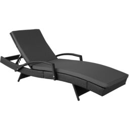 tectake Océane Aluminum Rattan Sun Lounger in Black - Size: 1 Seater - thumbnail 1