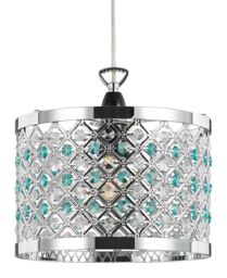 Happy Homewares Modern Sparkly Ceiling Pendant Light Shade with Beads in Teal - thumbnail 1