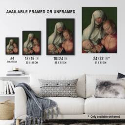 Artery8 Virgin & Child with Saint Anne Durer Framed Wall Art Print - Size: A4 - thumbnail 3