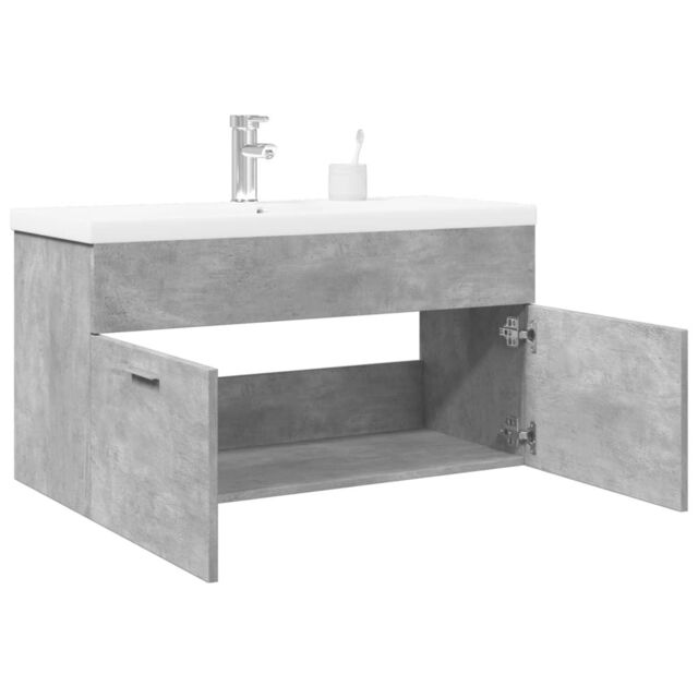 Berkfield Home Bathroom Sink Cabinet with Built-in Basin Concrete Grey - image 1