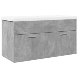 Berkfield Home Bathroom Sink Cabinet with Built-in Basin Concrete Grey - thumbnail 2